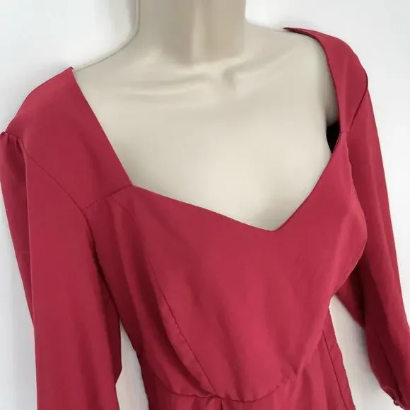 Torrid Womens Crepe Long Sleeve Peplum Blouse Tunic Top Sz 0 US 12 L Biking Red - Picture 2 of 12